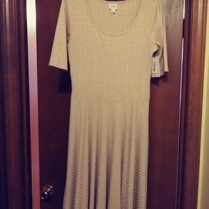 LulaRoe L Khaki Ribbed Nicole Dress